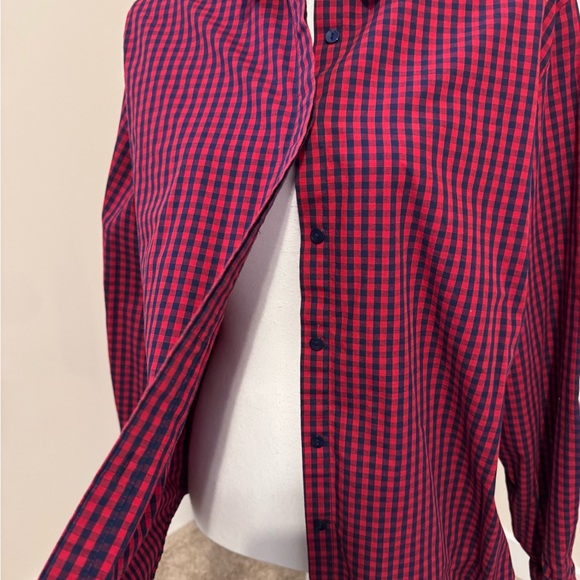 Allison Daley Red and Navy Check Shirt - Picture 3 of 5